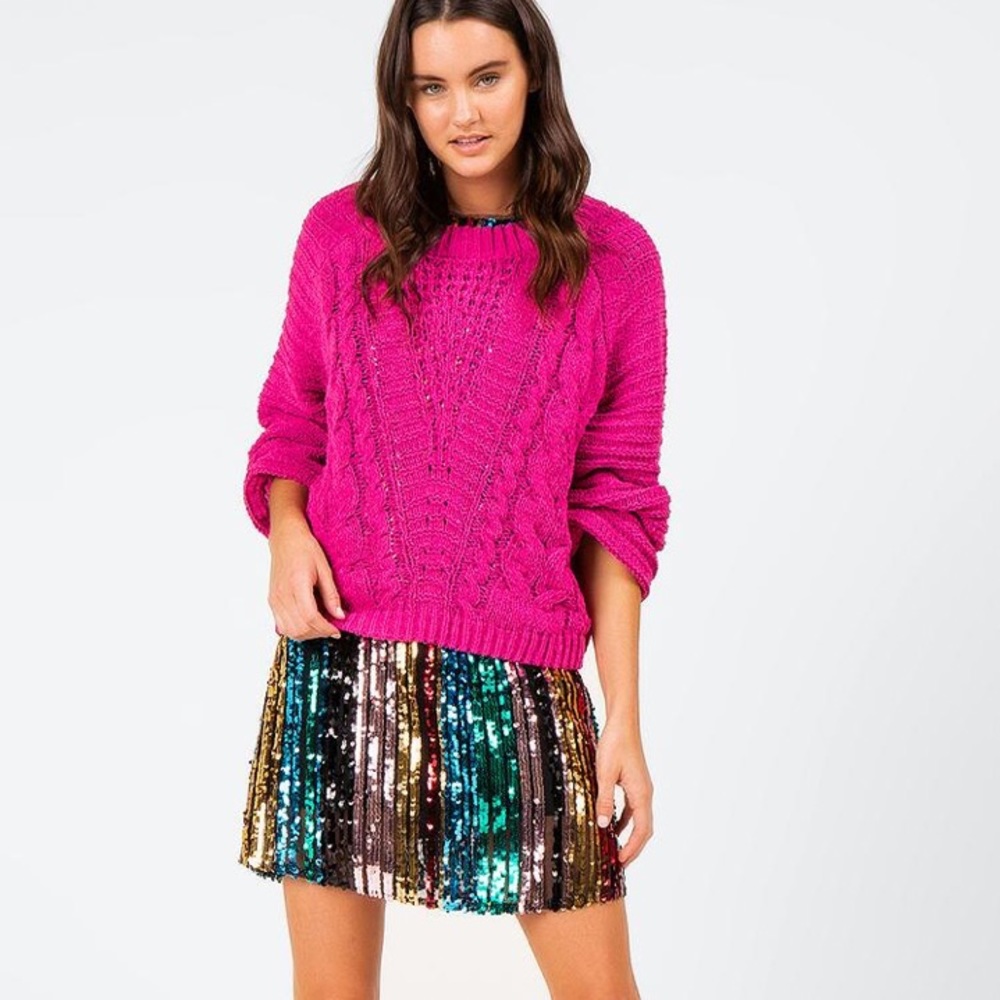 NWT FRANCESCAS Magenta Balloon Sleeve Sweater
